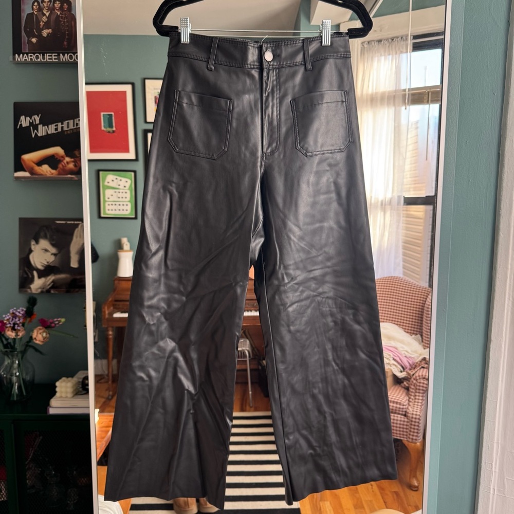 Zara Faux Leather Wide-Leg Pants
